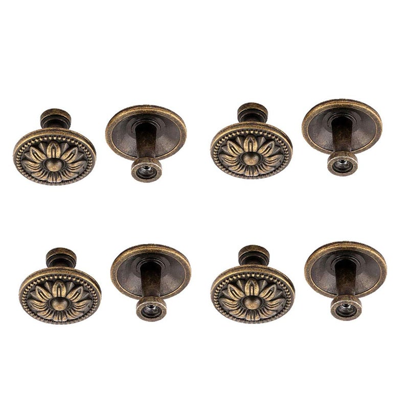 bnafes Pull Handle Metal Flower Shape Cabinet Drawer Door Knob Bronze Tone (Pack of 8) - Image 2